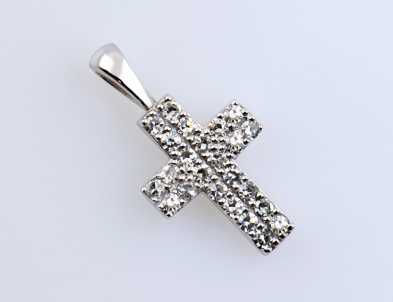 Anhänger Kreuz Diamant 585/000 14 K Weißgold 24 Diamanten zus. 0,24 ct