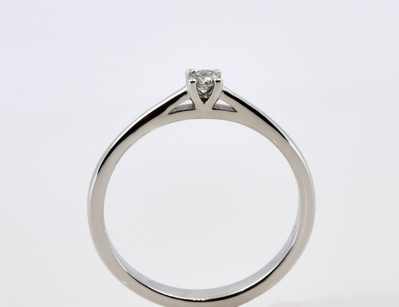 Solitär Diamant Ring 585/000 14 K Weißgold Brillant 0,10 ct