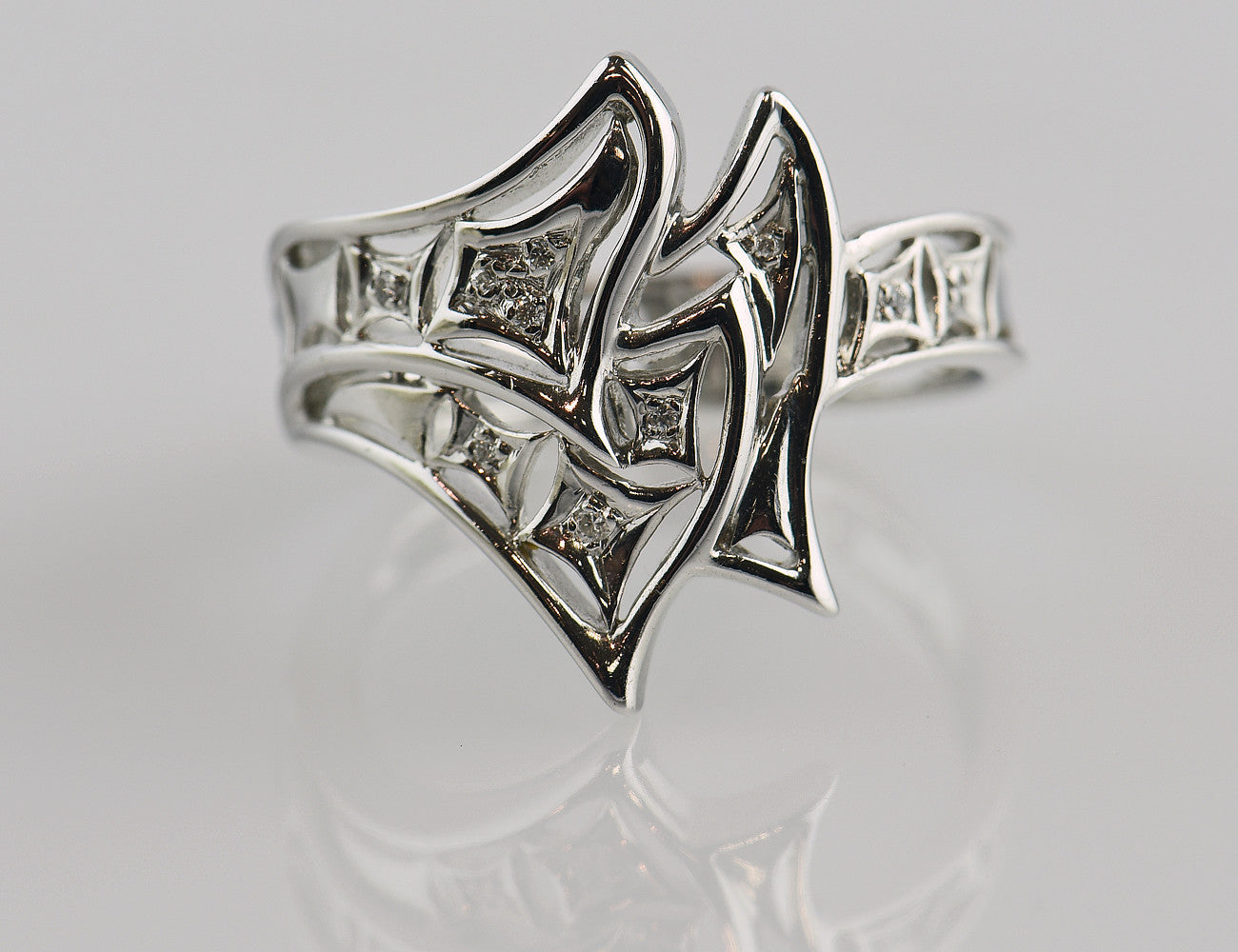 Diamant Ring 750 18 K Weißgold 10 Diamanten zus. 0,06 ct