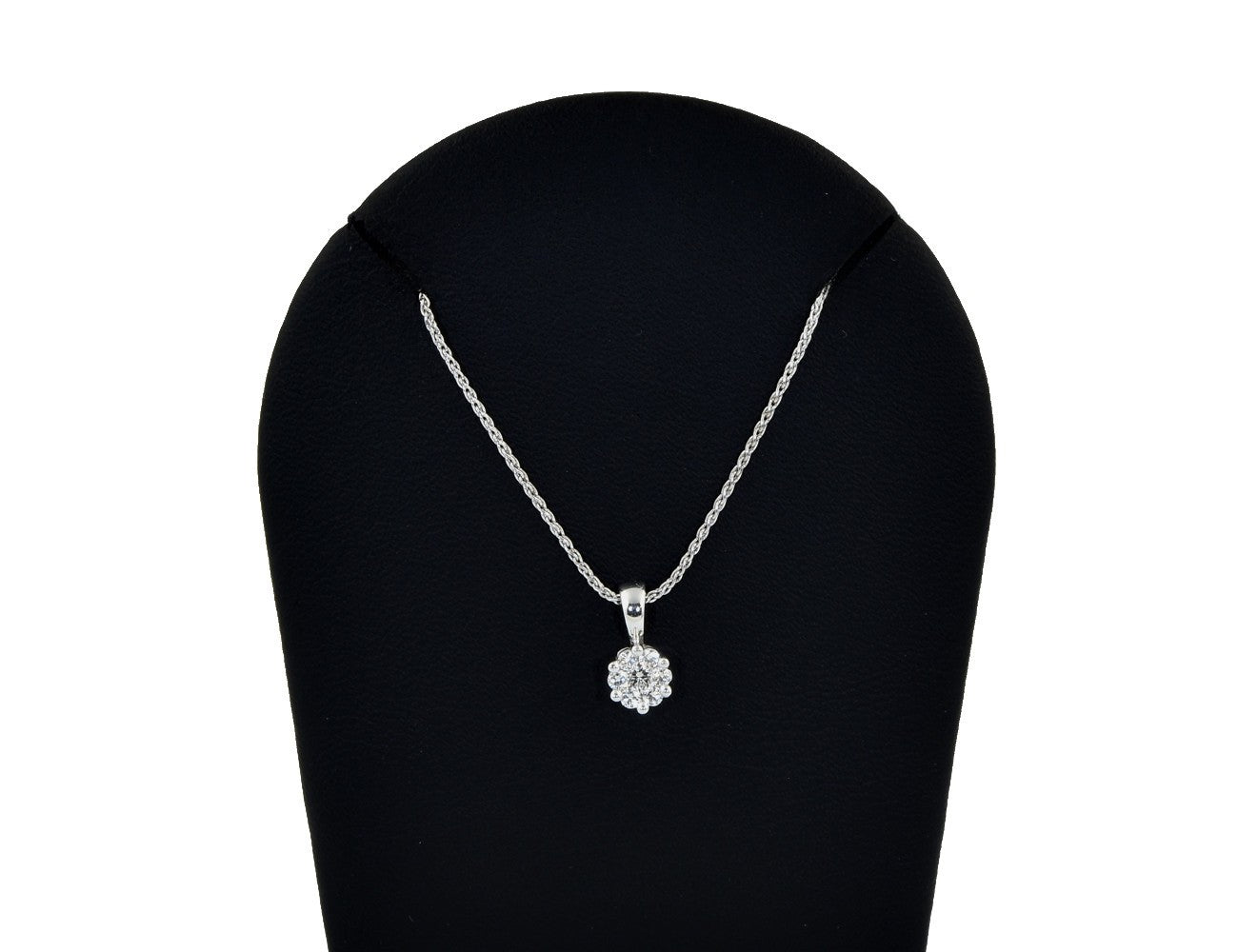 Diamant Anhänger mit Kette 585/000 14 K Weißgold 7 Brillanten zus. 0,20 ct