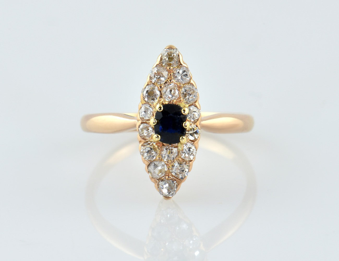 Saphir Diamant Ring 585/000 14 K Gelbgold 16 Diamanten zus. 0,50 ct