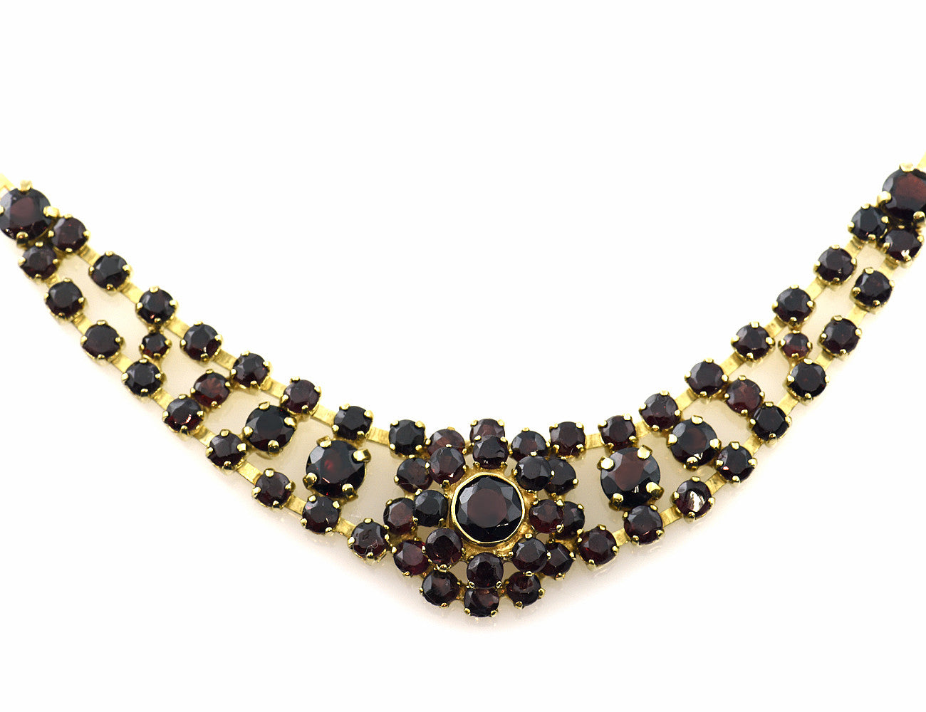 Kette Granat 333/000 8 K Gelbgold Collier, 40 cm lang