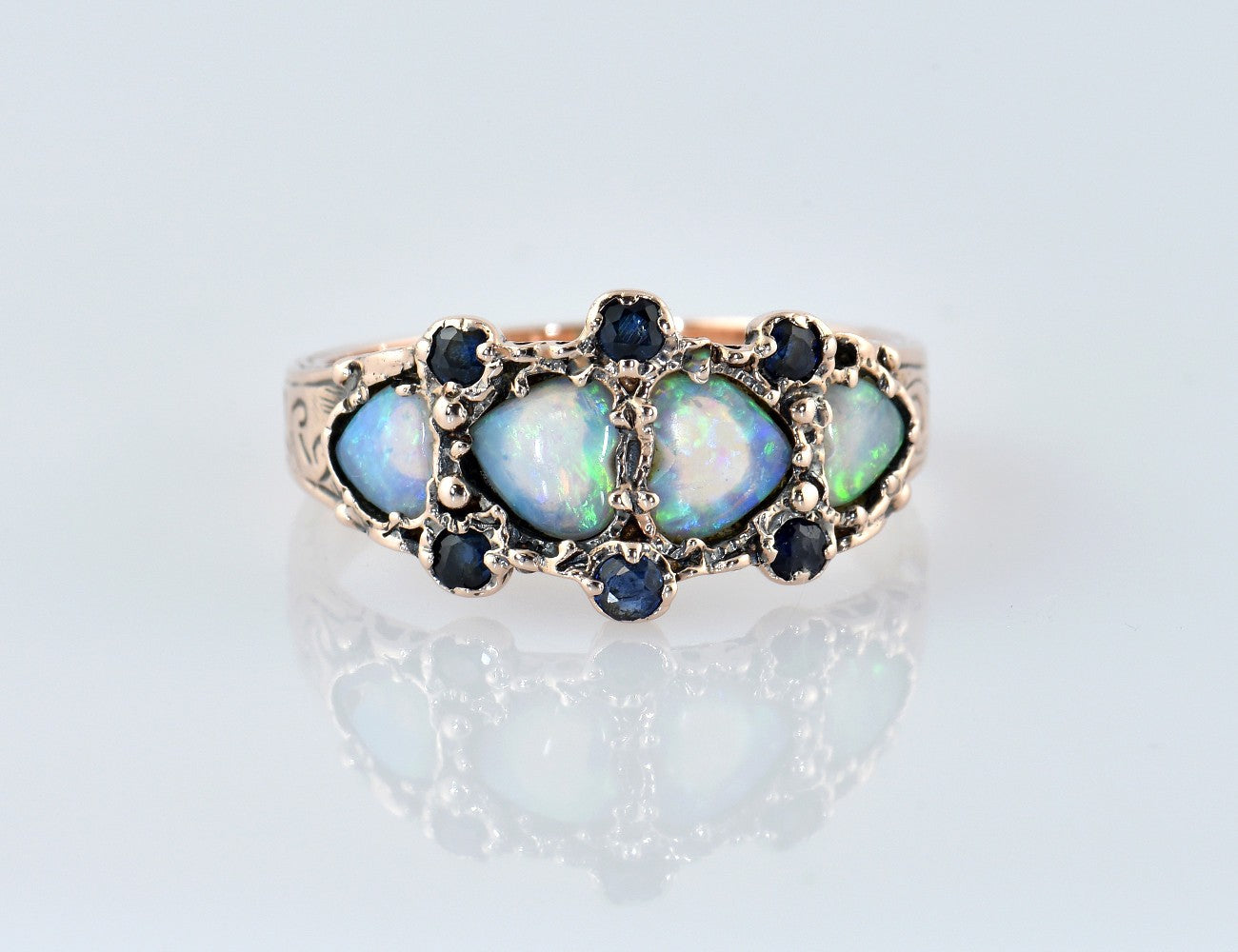 Ring Opal Saphir 375/000 9 K Rotgold
