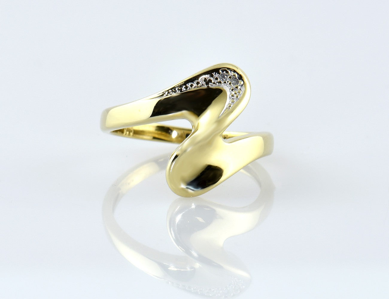 Diamant Ring 585/000 14 K Gelbgold 2 Diamant 0,01 ct