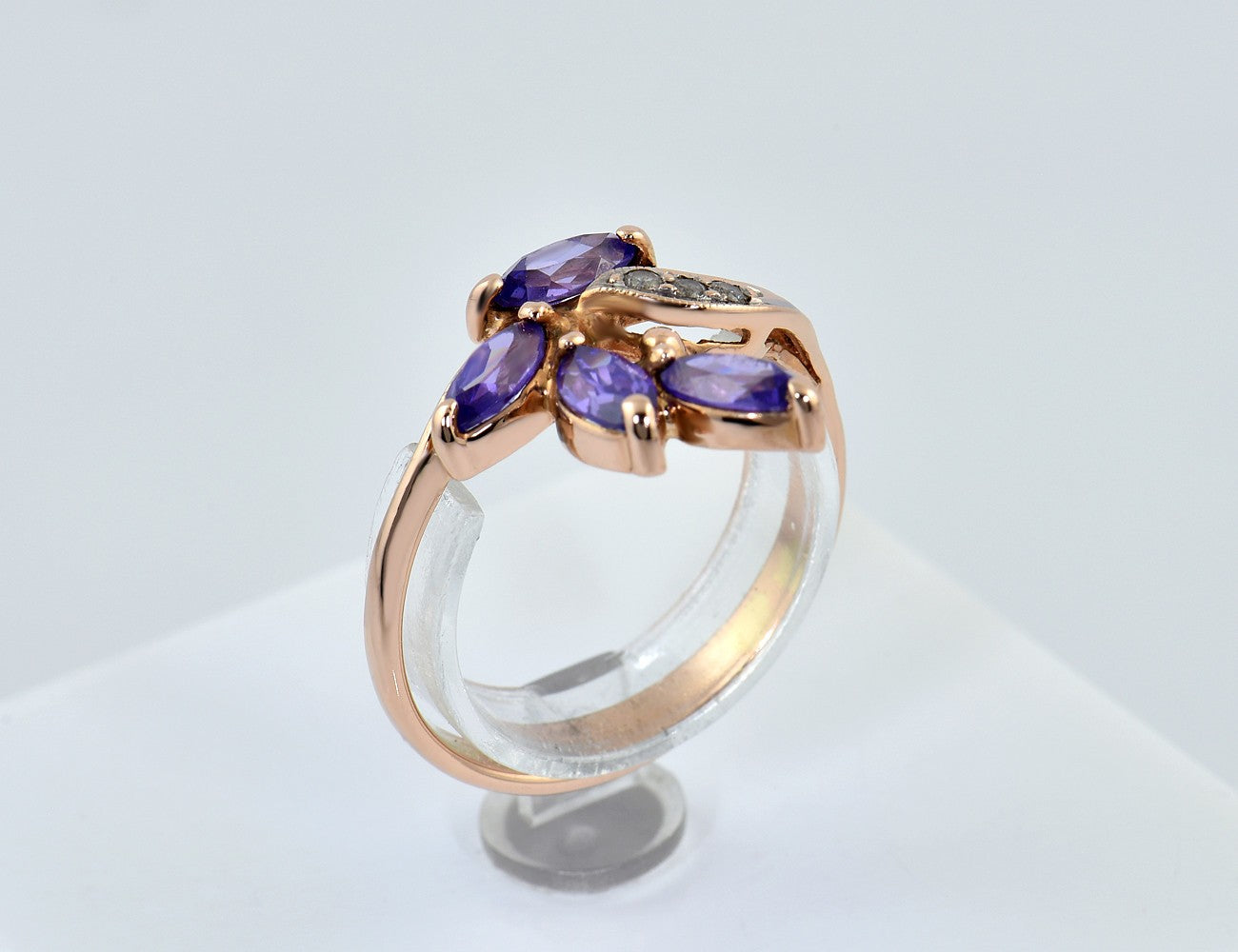 Ring Amethyst Synthese 585/000 14 K Rotgold Zirkonia