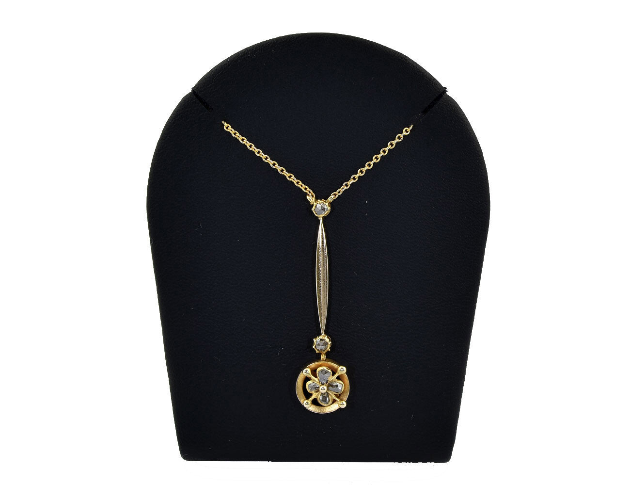 Kette 585/000 14 K Gelbgold Collier 6 Diamanten zus. 0,10 ct, 45 cm lang