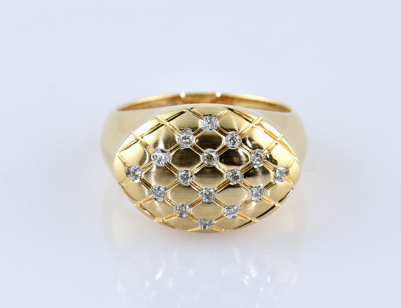 Diamant Ring 585/000 14 K Gelbgold 16 Brillanten zus. 0,24 ct