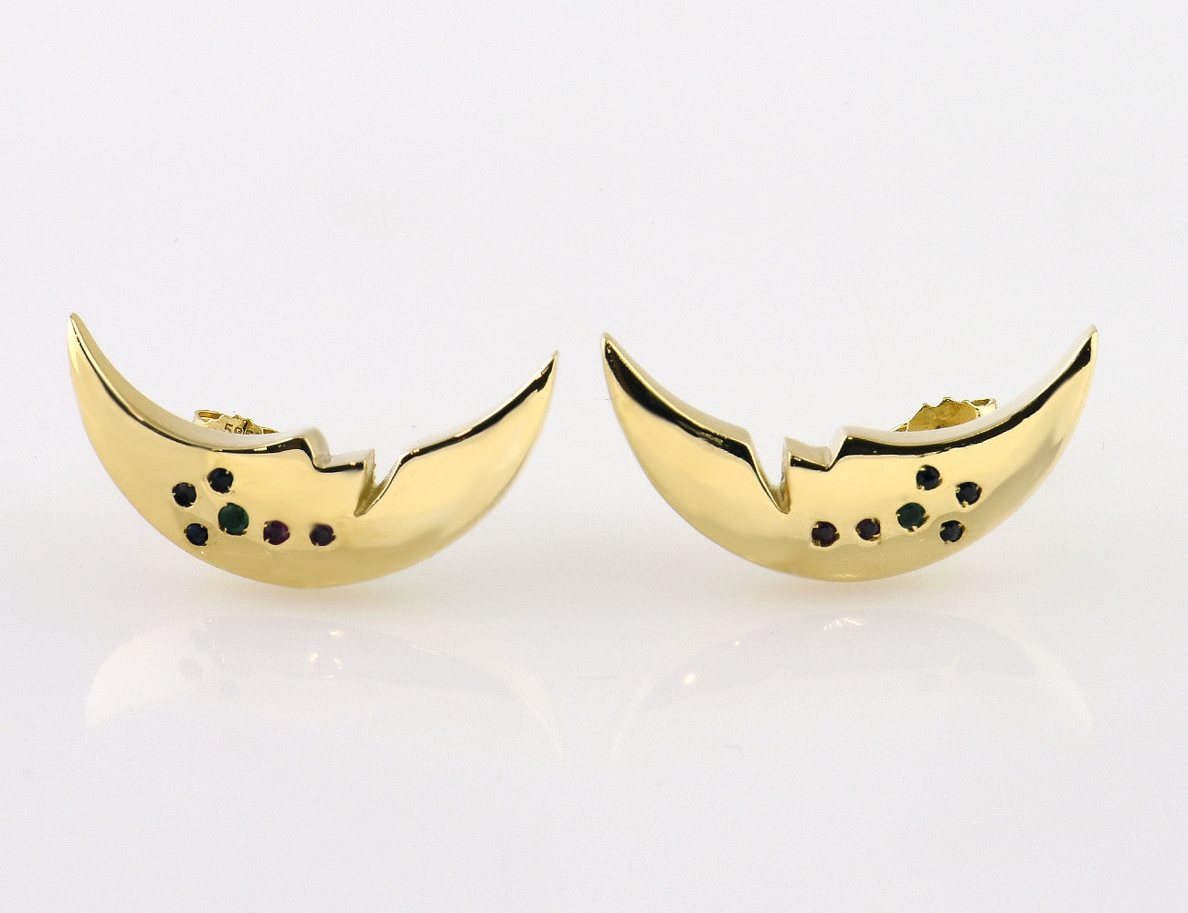 Ohrstecker Rubin, Smaragd, Saphir 585 14 K Gelbgold