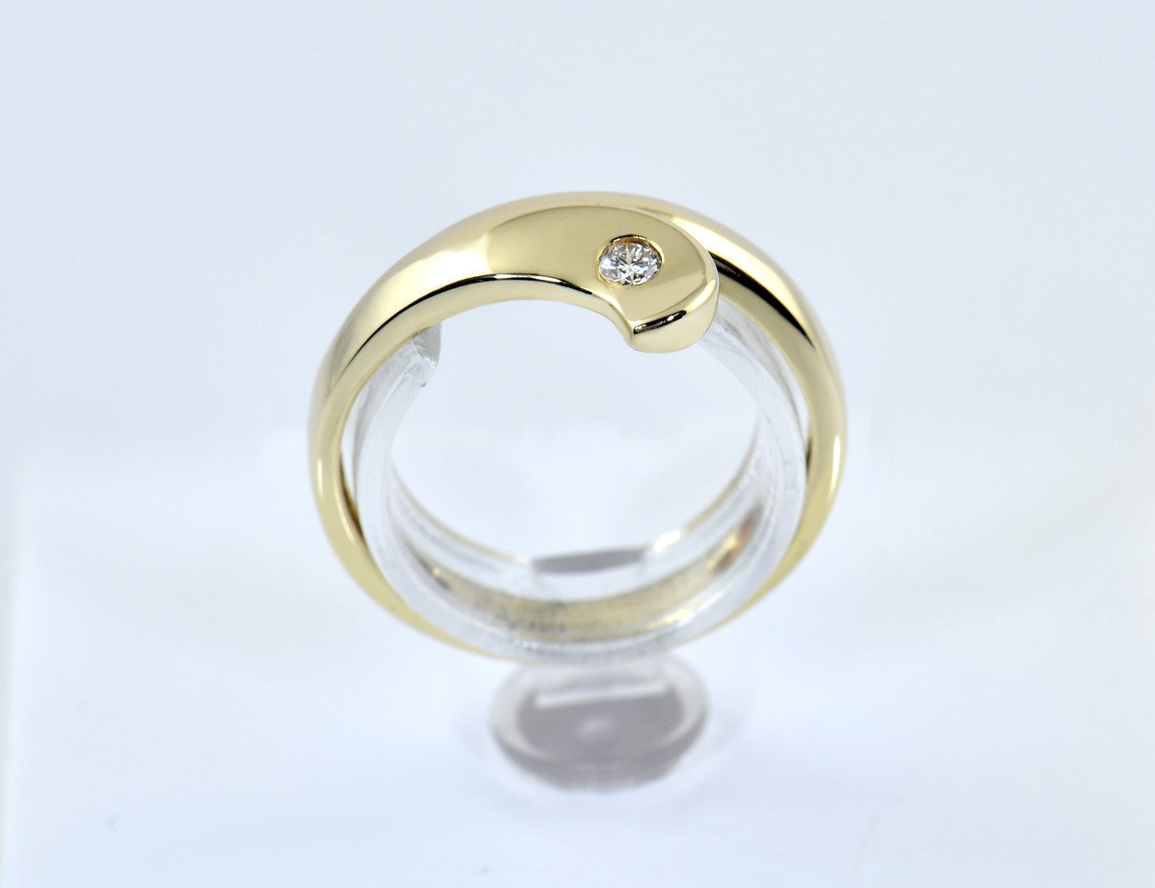 Diamant Ring 585/000 14 K Gelbgold 1 Brillant 0,04 ct