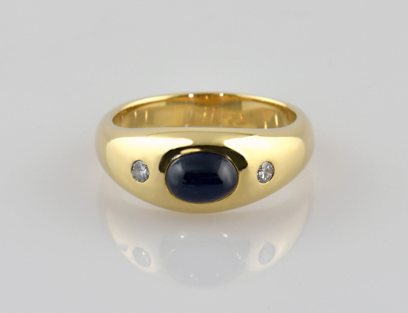 Saphir Diamant Ring 585/000 14 K Gelbgold 2 Brillanten zus. 0,10 ct