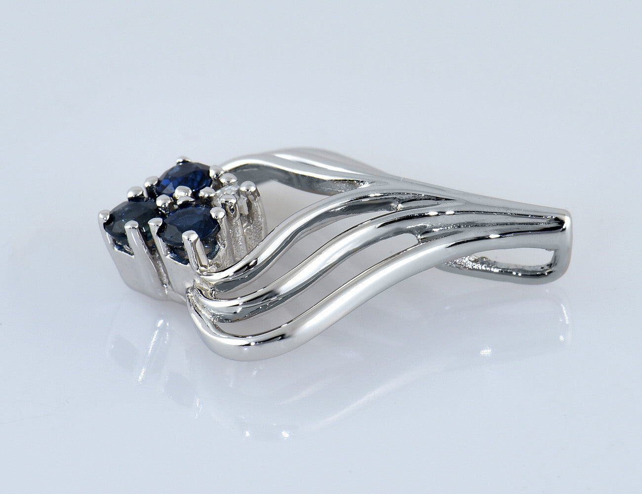 Anhänger Saphir 585/000 14 K Weißgold 1 Diamanten 0,02 ct