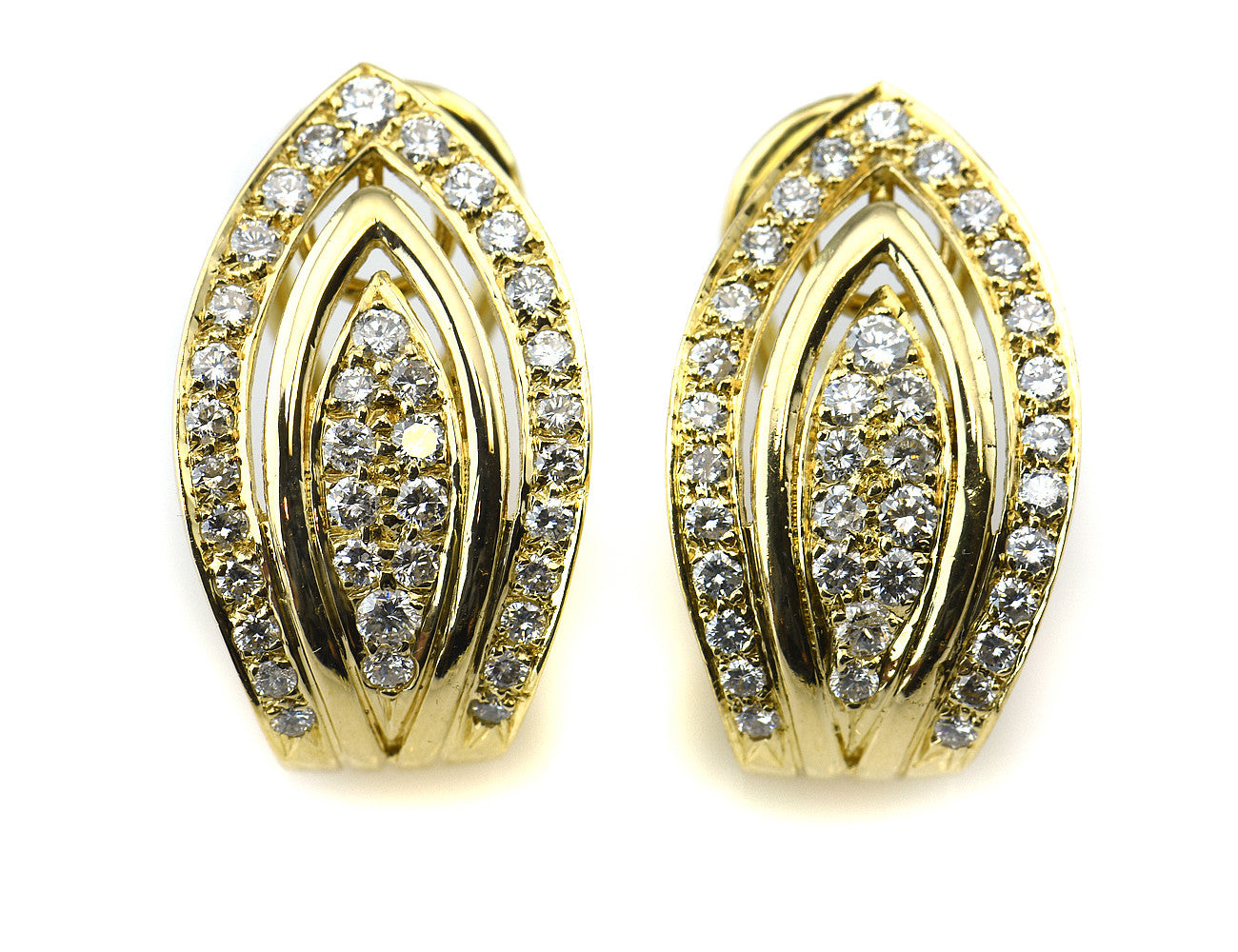 Ohrstecker 750 18 K Gelbgold, 72 Diamanten zus. 1,10 ct
