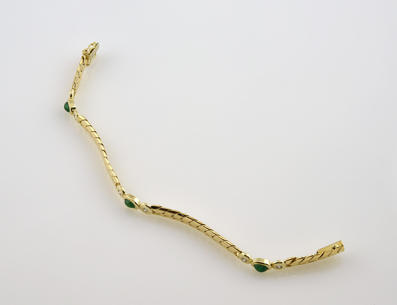 Armband Smaragd 18,5 cm 750 18 K Gelbgold 6 Diamanten zus. 0,40 ct