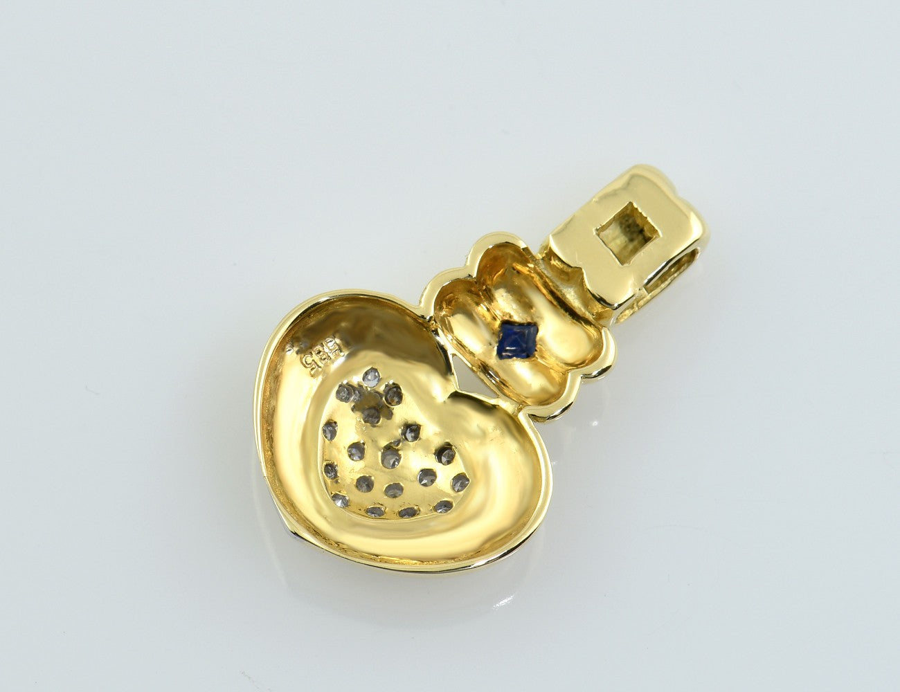 Anhänger Saphir Diamant 585/000 14 K Gelbgold, 16 Diamanten zus. 0,10 ct