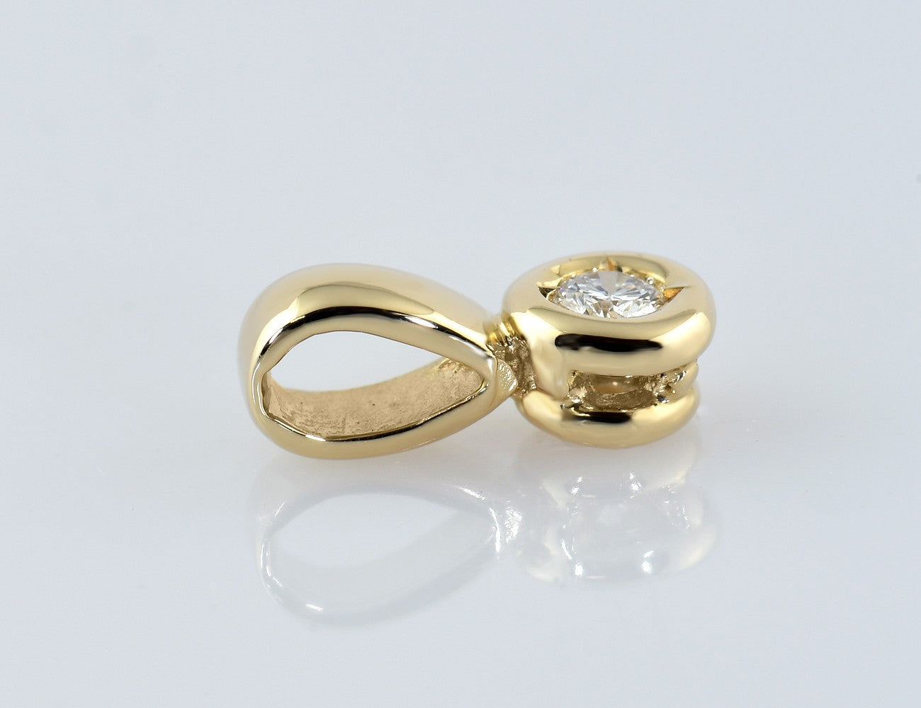 Solitär Anhänger Diamant 585/000 14 K Gelbgold Brillant 0,10 ct