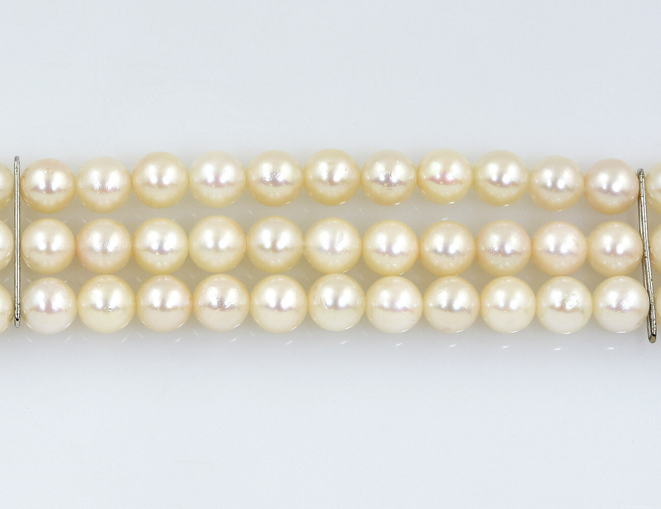 Perlen Armband 3-reihig 19 cm 585/000 14 K Weißgoldschloss