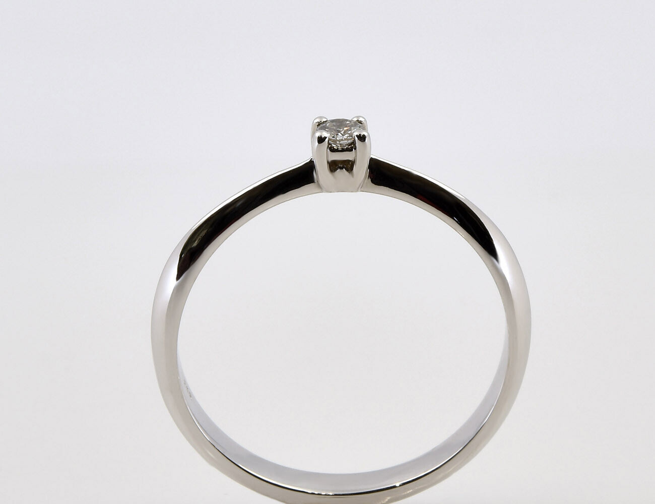 Solitär Diamant Ring 585/000 14 K Weißgold Brillant 0,06 ct