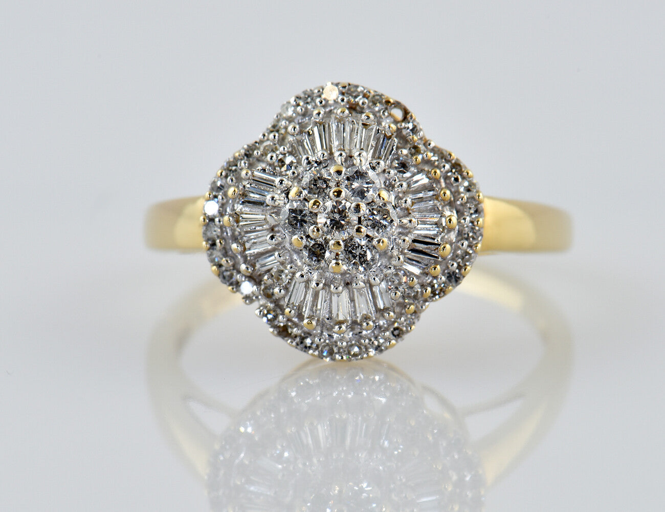 Diamant Ring 585/000 14 K Gelbgold 59 Diamanten zus. 1,00 ct
