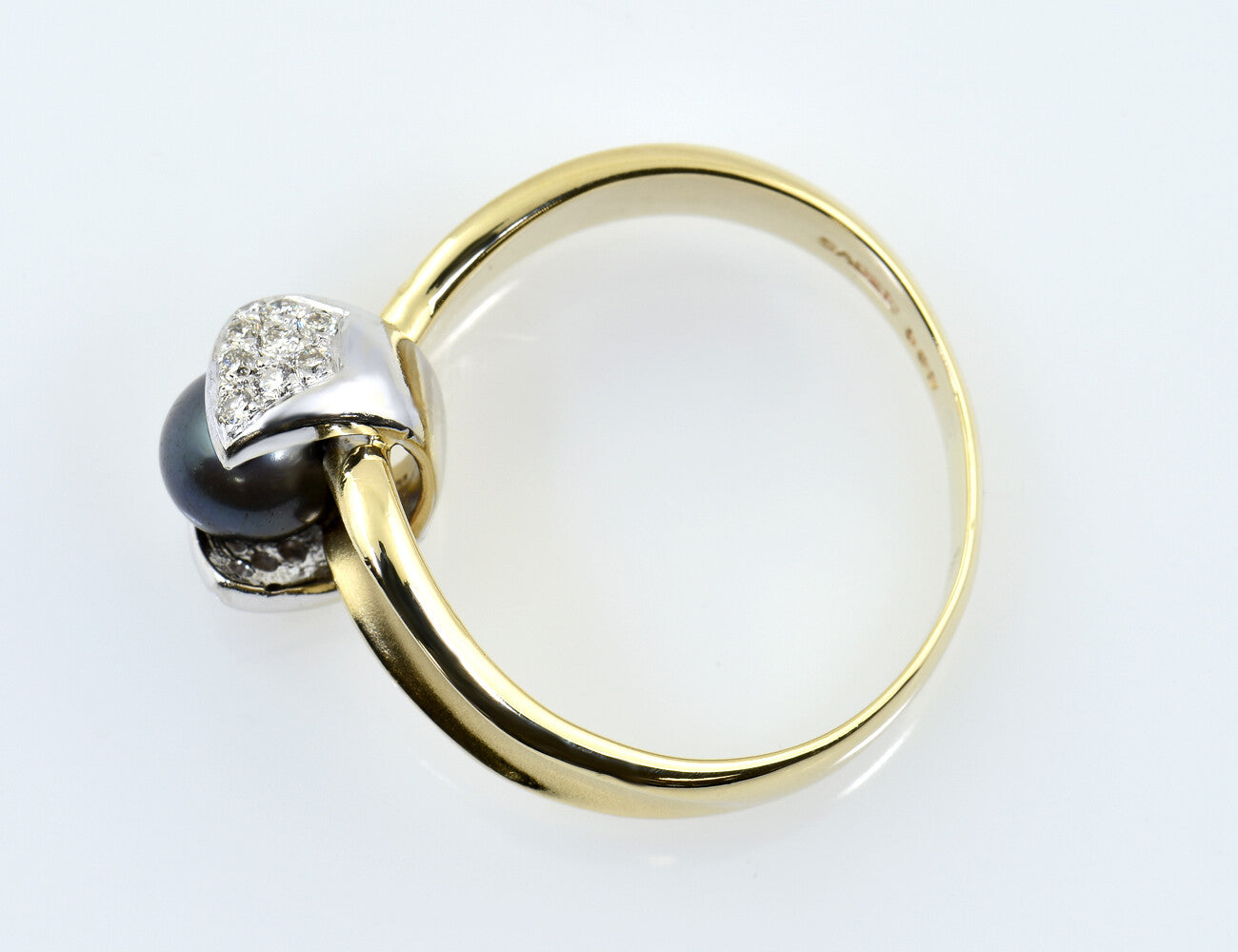 Ring Tahitiperle 585/000 14 K Gelbgold 18 Brillanten zus. 0,25 ct