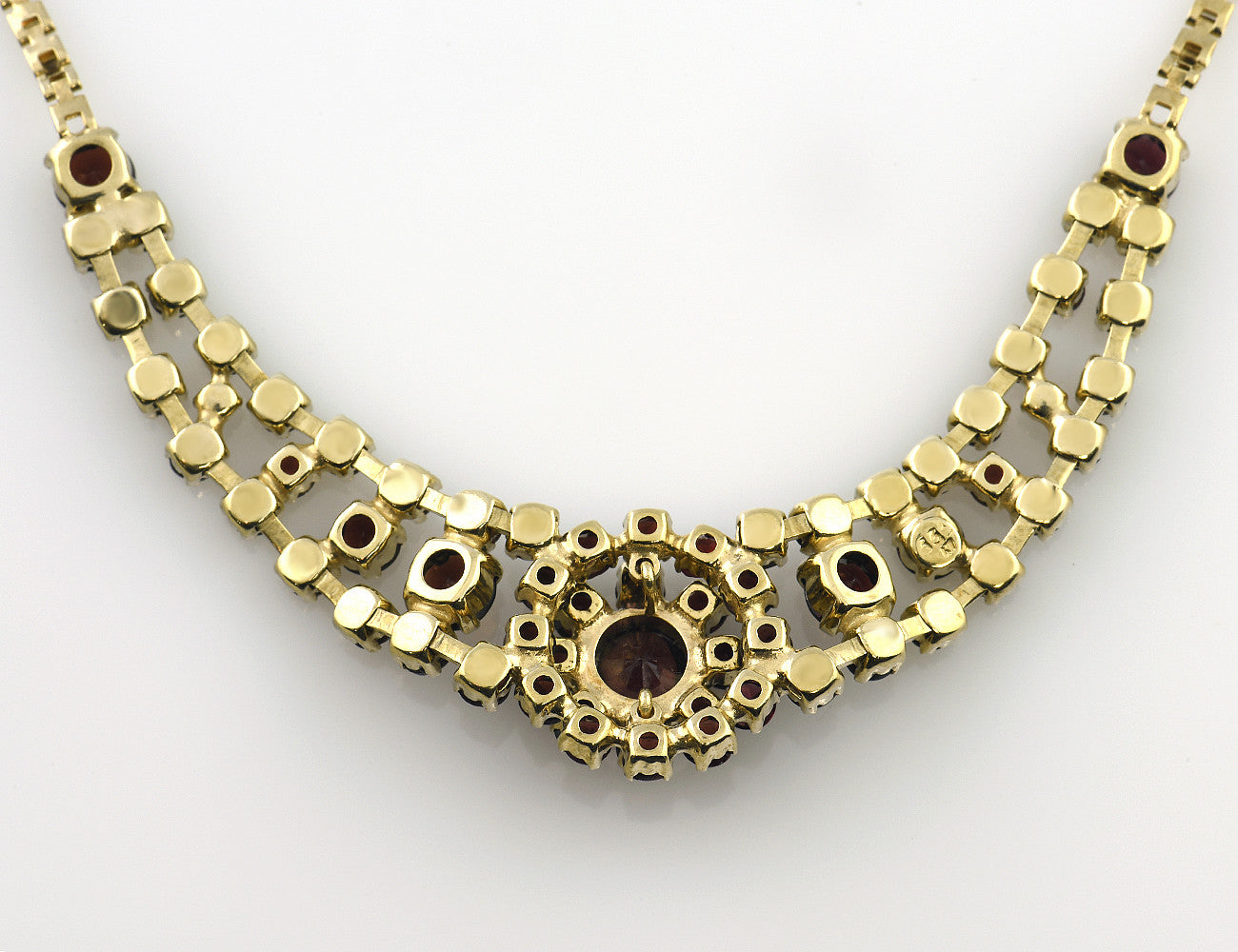 Kette Granat 333/000 8 K Gelbgold Collier, 40 cm lang