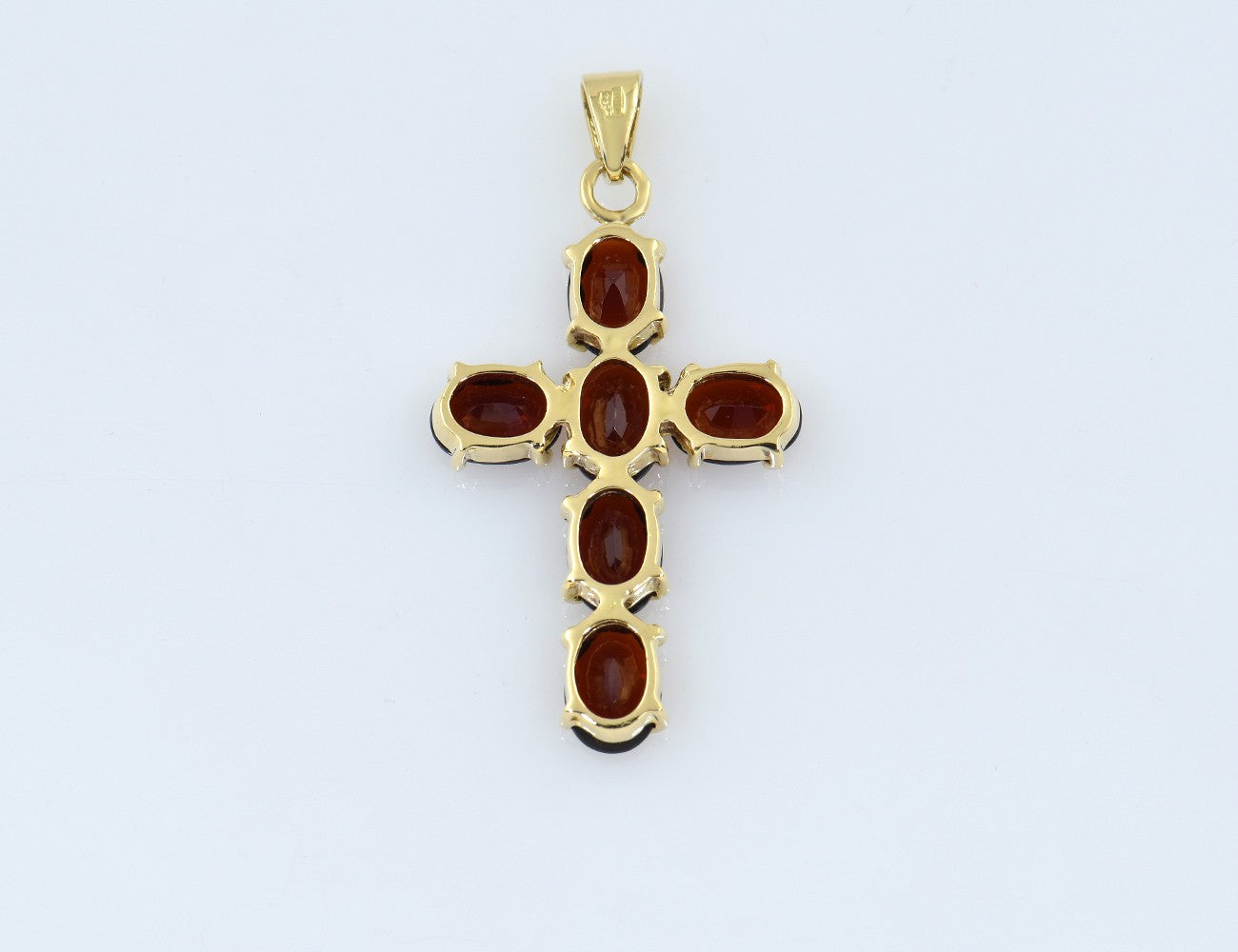 Anhänger Granat Kreuz 750/000 18 K Gelbgold