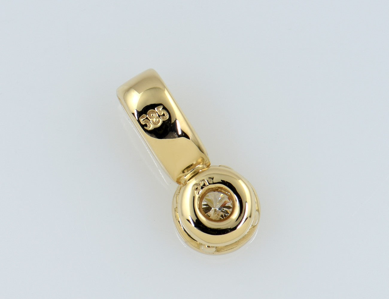 Solitär Anhänger Diamant 585/000 14 K Gelbgold Brillant 0,10 ct