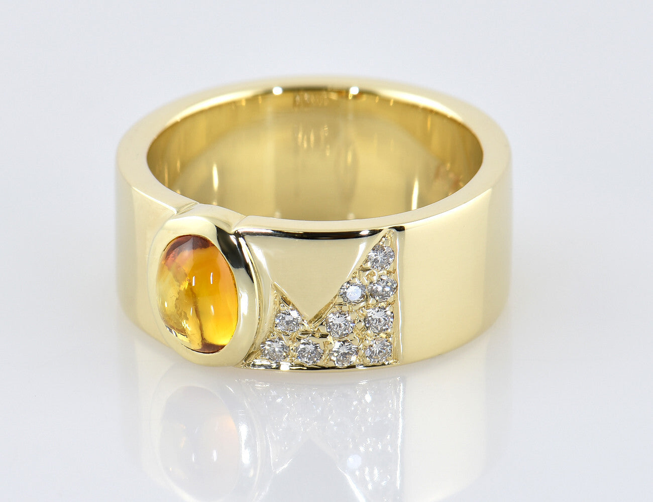 Diamant Ring und gelber Saphir 585/000 14 K Gelbgold 10 Brillanten zus. 0,15 ct