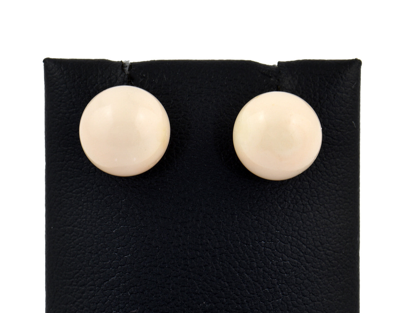 Coral stud earrings 585/000 14 K yellow gold screw closure