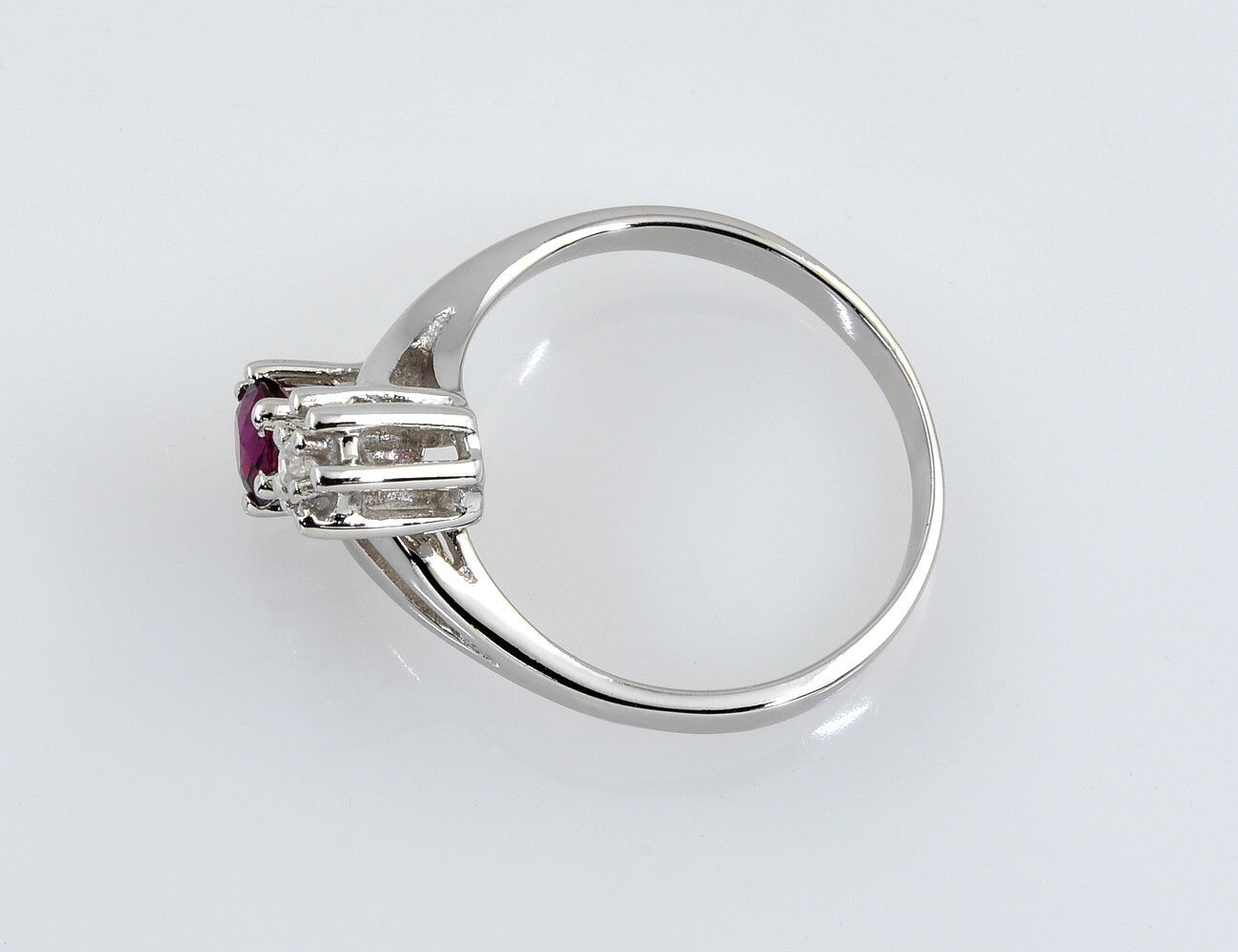Rubin Diamant Ring 585/000 14 K Weißgold 1 Diamant 0,015 ct