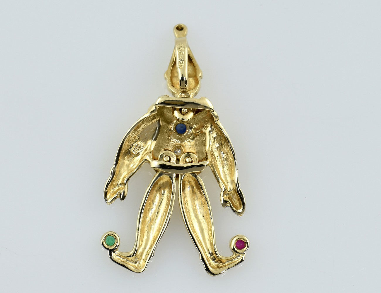 Anhänger Clown Smaragd Rubin Saphir 585/000 14 K Gelbgold 2 Diamanten