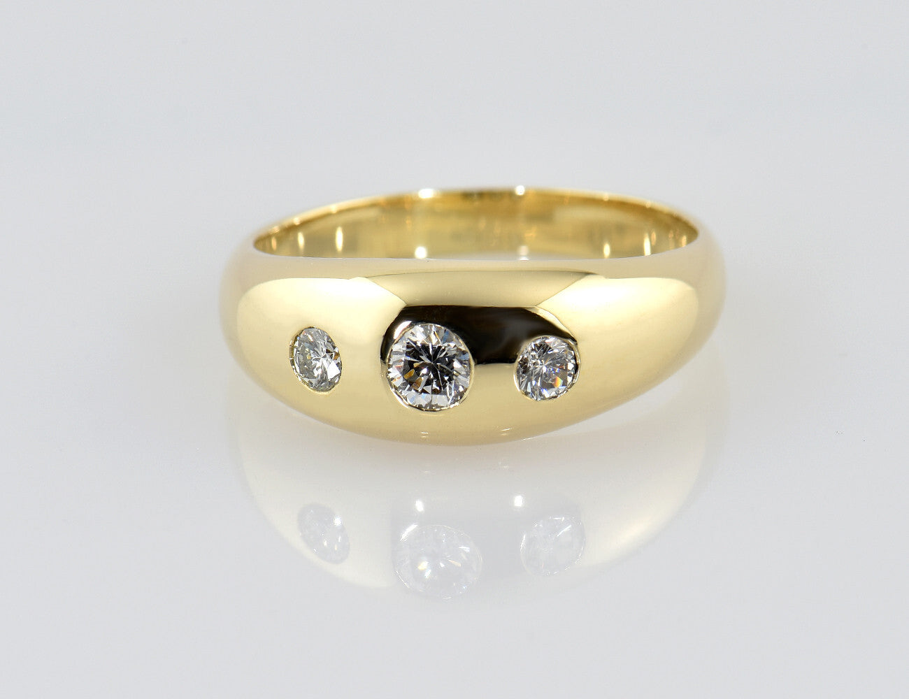 Diamant Ring 585/000 14 K Gelbgold 3 Brillanten zus. 0,41 ct