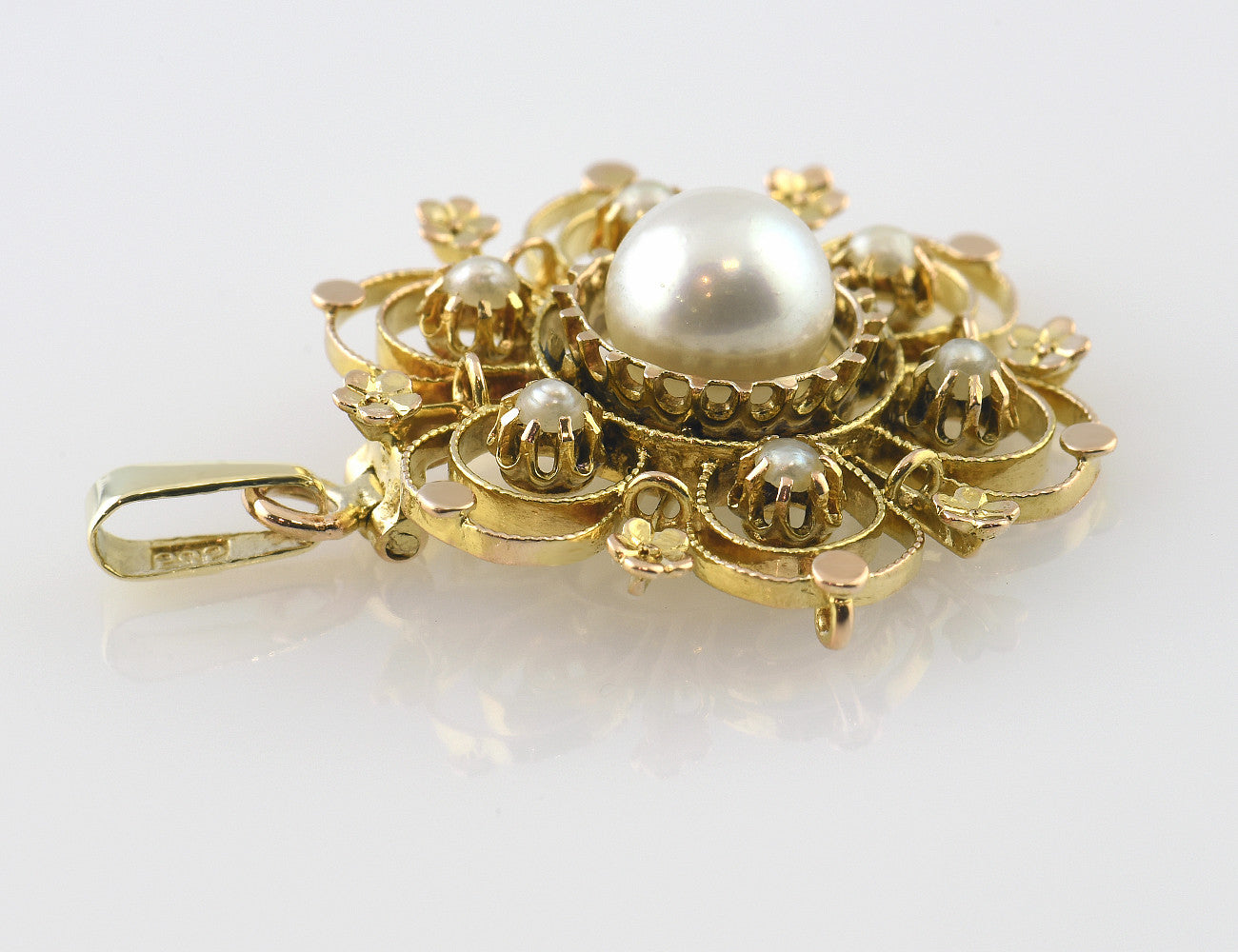 Anhänger 7 Perlen 585/000 14 K Gelbgold