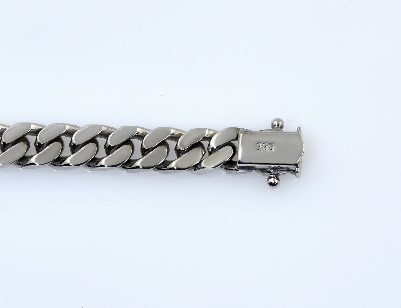 Armband Flachpanzer 585/000 14 K Weißgold 18 cm lang