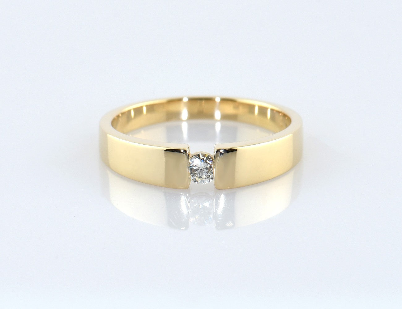 Diamant Solitär Ring 585/000 Gelbgold 14 K Brillant 0,10 ct