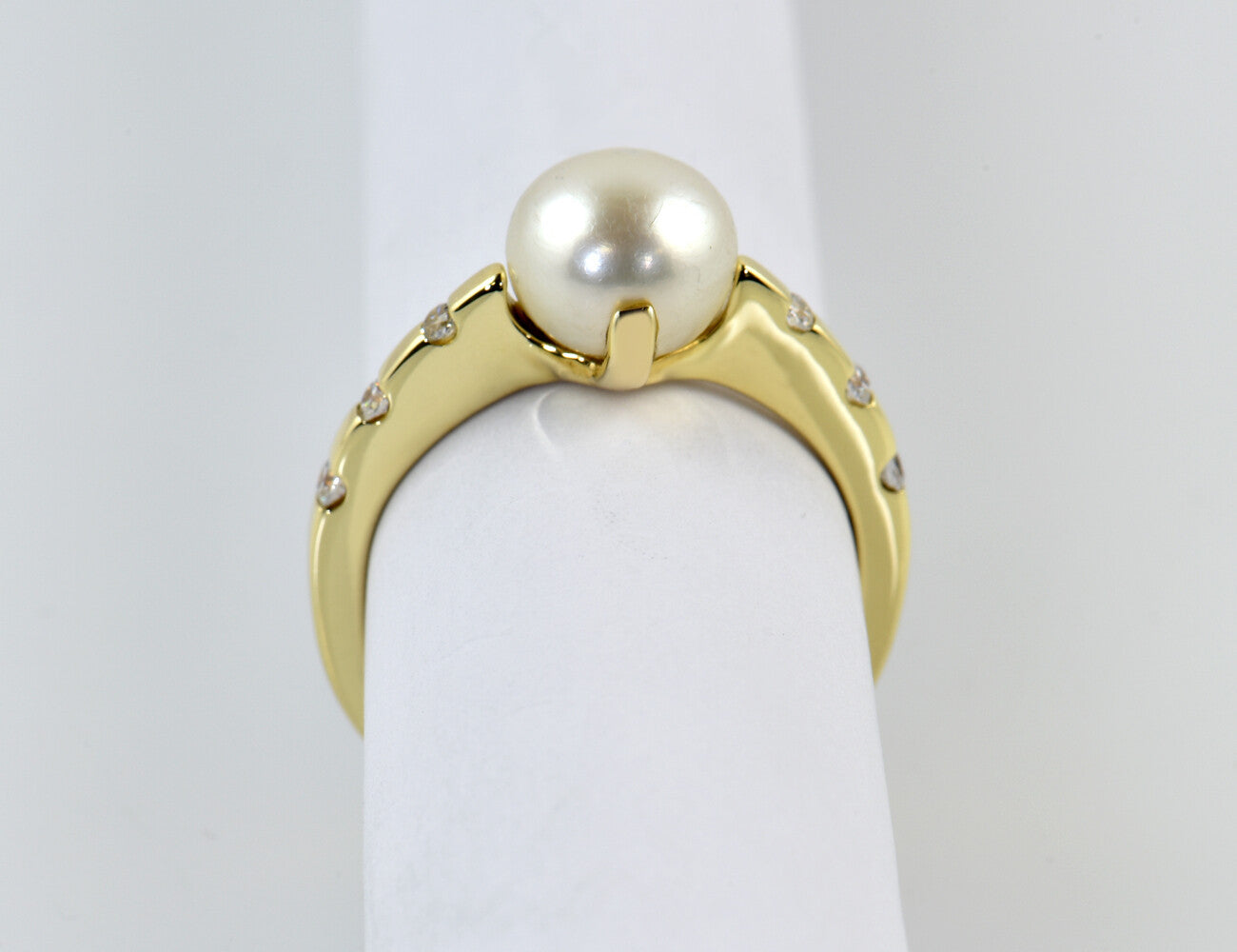 Ring Zuchtperle 585/000 14 K Gelbgold Zirkonia