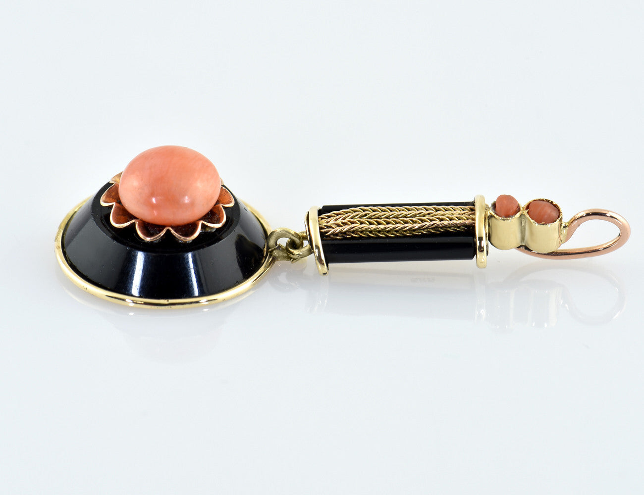 Antiker Anhänger Onyx Koralle 585/000 14 K Gelbgold