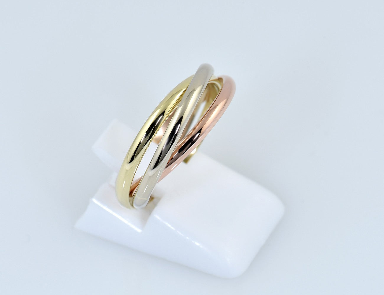 Dreier Ring 585/000 14 K Gold, Tricolor