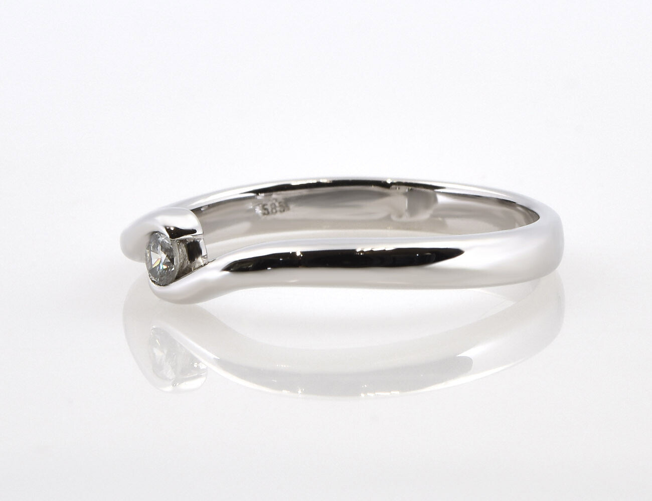 Solitär Diamant Ring 585/000 14 K Weißgold Brillant 0,09 ct