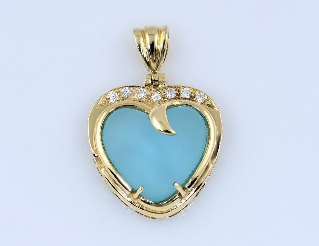 Anhänger Blauer Pastell Quarz 585/000 14 K Gelbgold Zirkonia