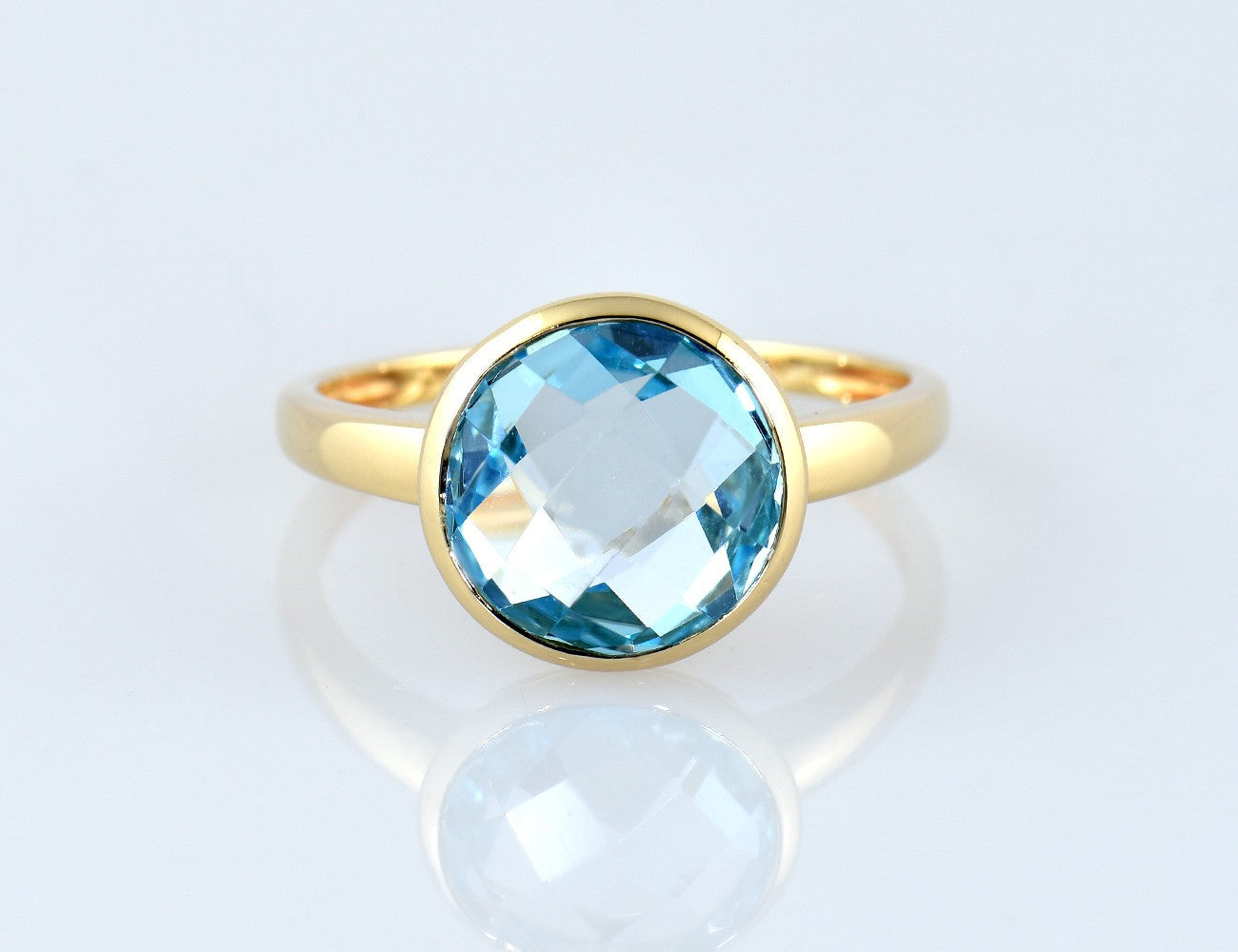 Ring Blautopas 585/000 14 K Gelbgold