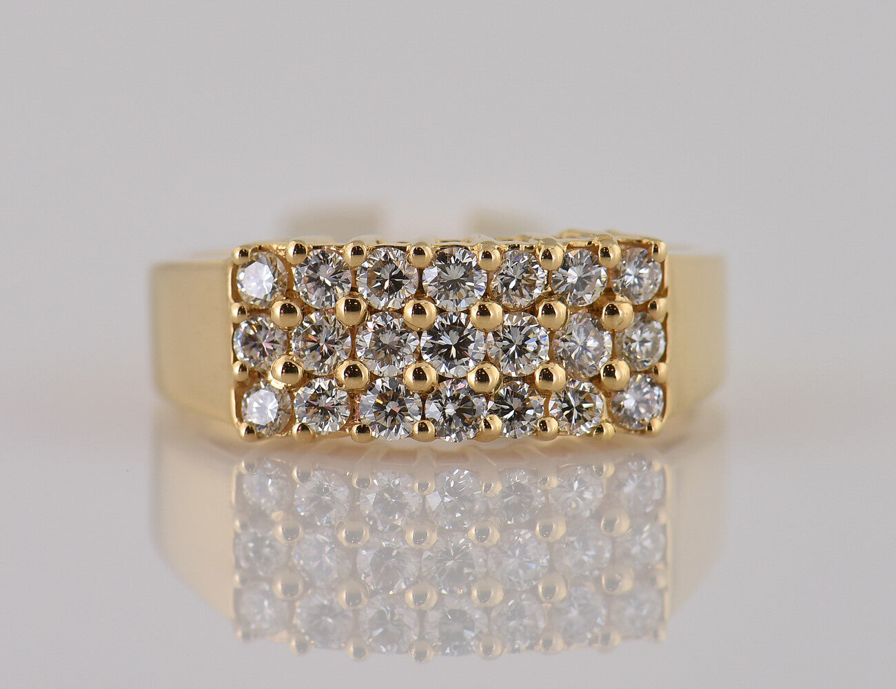 Diamant Ring 750 18 K Gelbgold 21 Brillanten zus. 0,75 ct