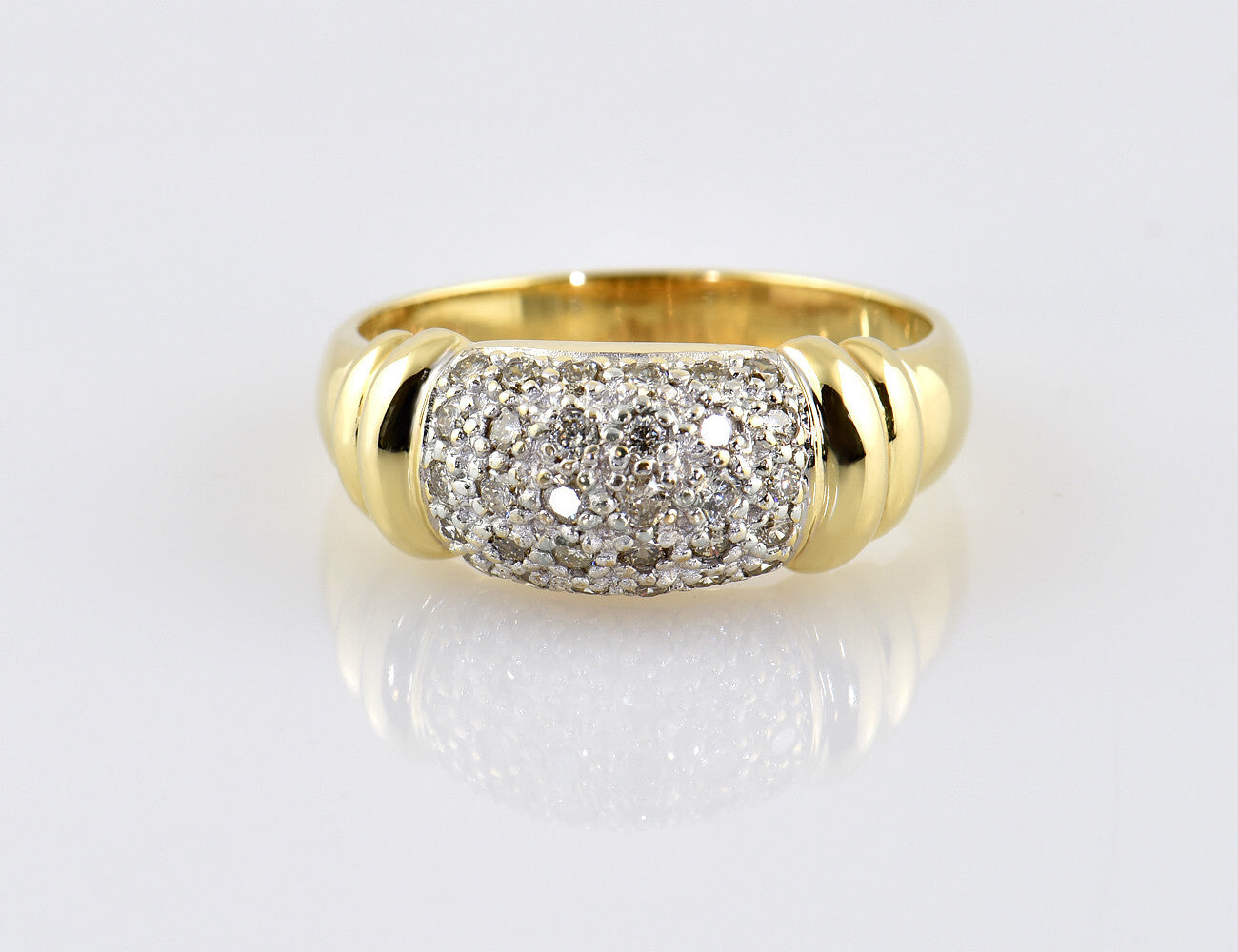 Diamant Ring 585/000 14 K Gelbgold 30 Brillanten zus. 0,45 ct