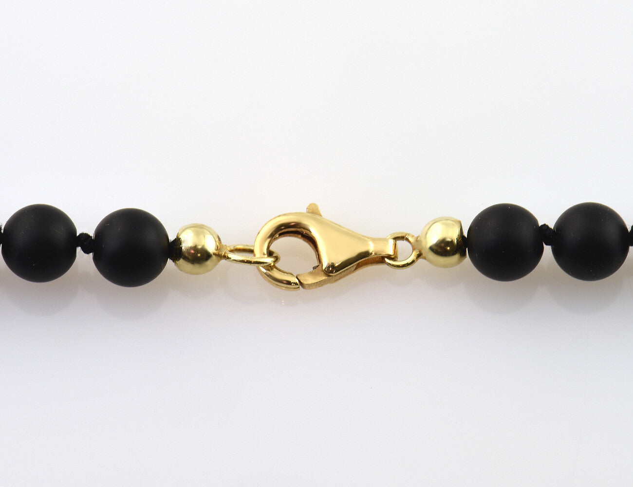 Onyx Kette mit Anhänger 585/000 14 K Gelbgold, Diamant 0,02 ct, 43 cm lang