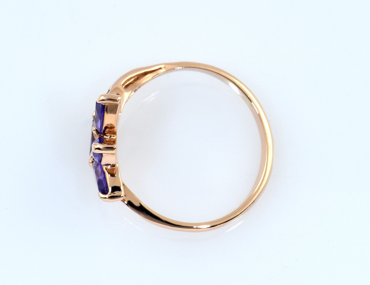 Ring Amethyst Synthese 585/000 14 K Rotgold Zirkonia