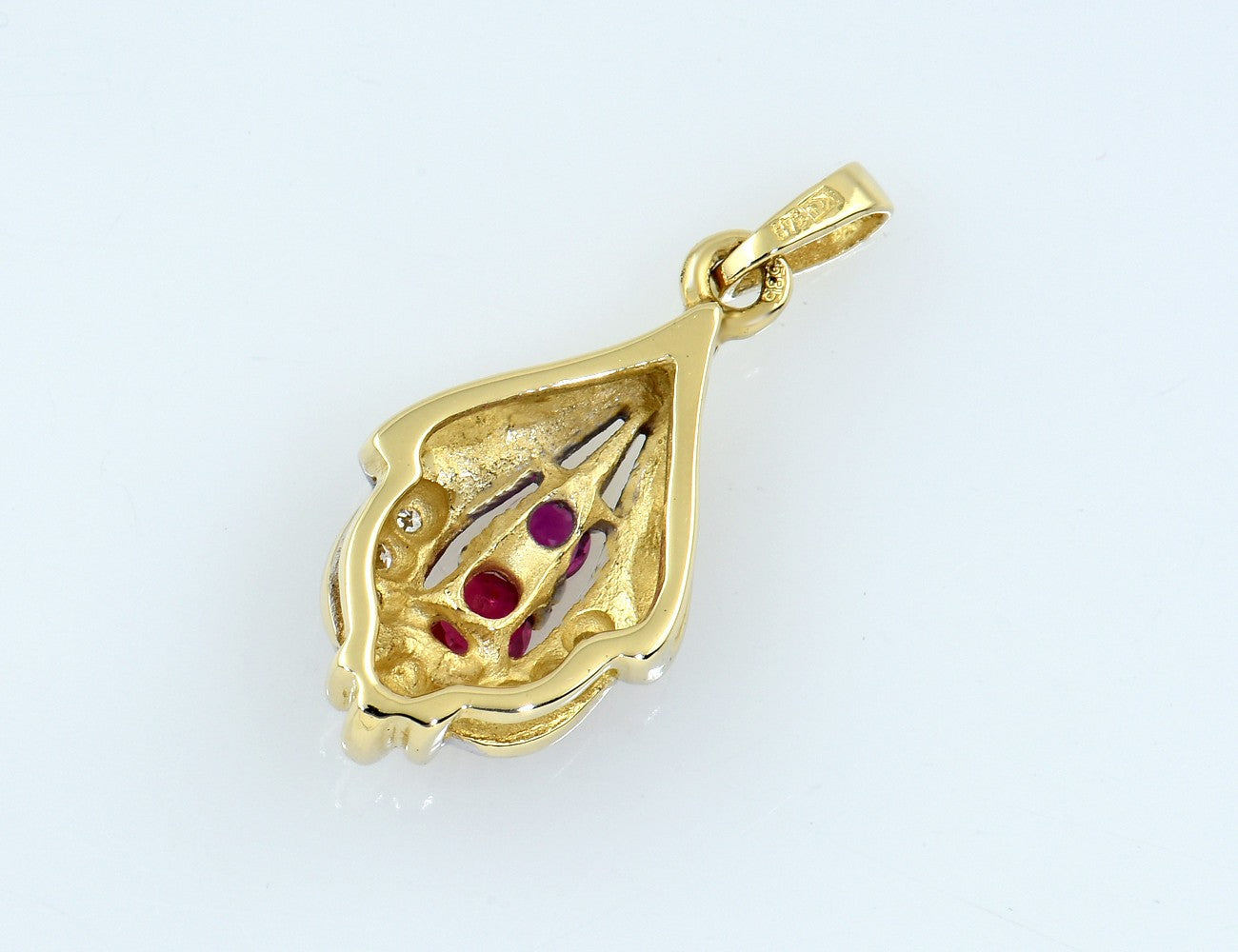 Anhänger Rubin Diamant 585/000 14 K Gelbgold 6 Diamanten zus. 0,05 ct