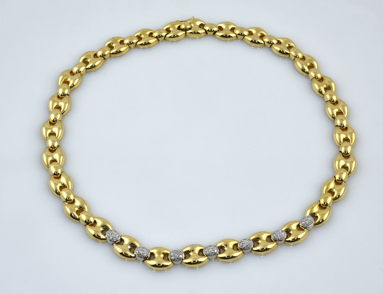 Collier Diamant 750/000 18 K Gelbgold, 49 Diamanten zus. 0,50 ct 45 cm lang