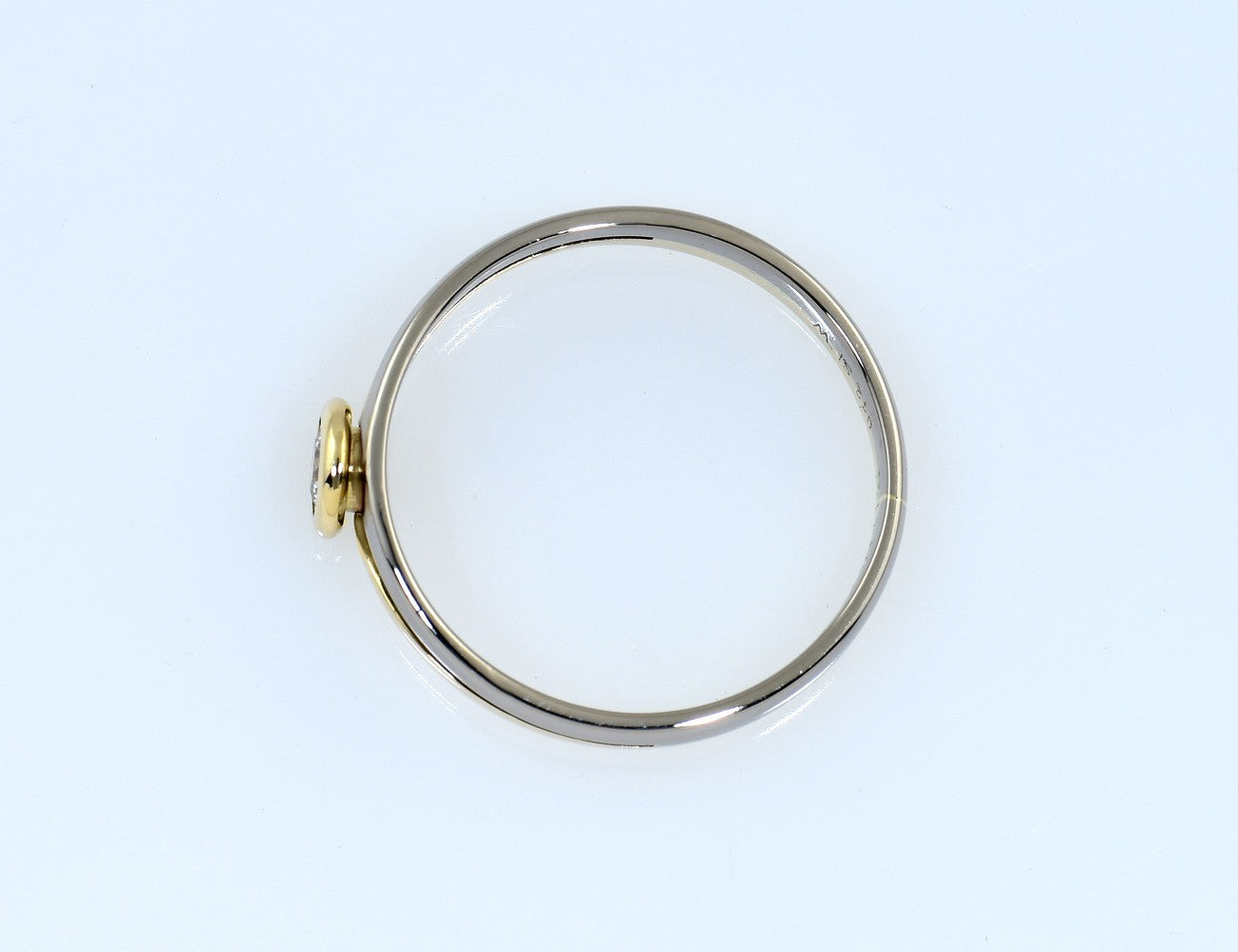 Diamant Solitär Ring 585/000 14 K Gelbgold Paladium Brillant 0,12 ct