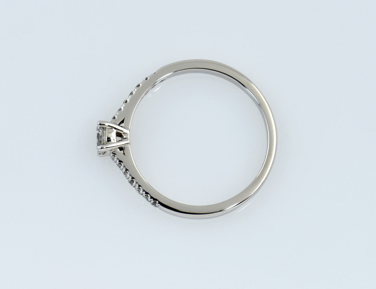 Solitär Diamant Ring 585/000 14 K Weißgold 15 Brillanten zus. 0,35 ct