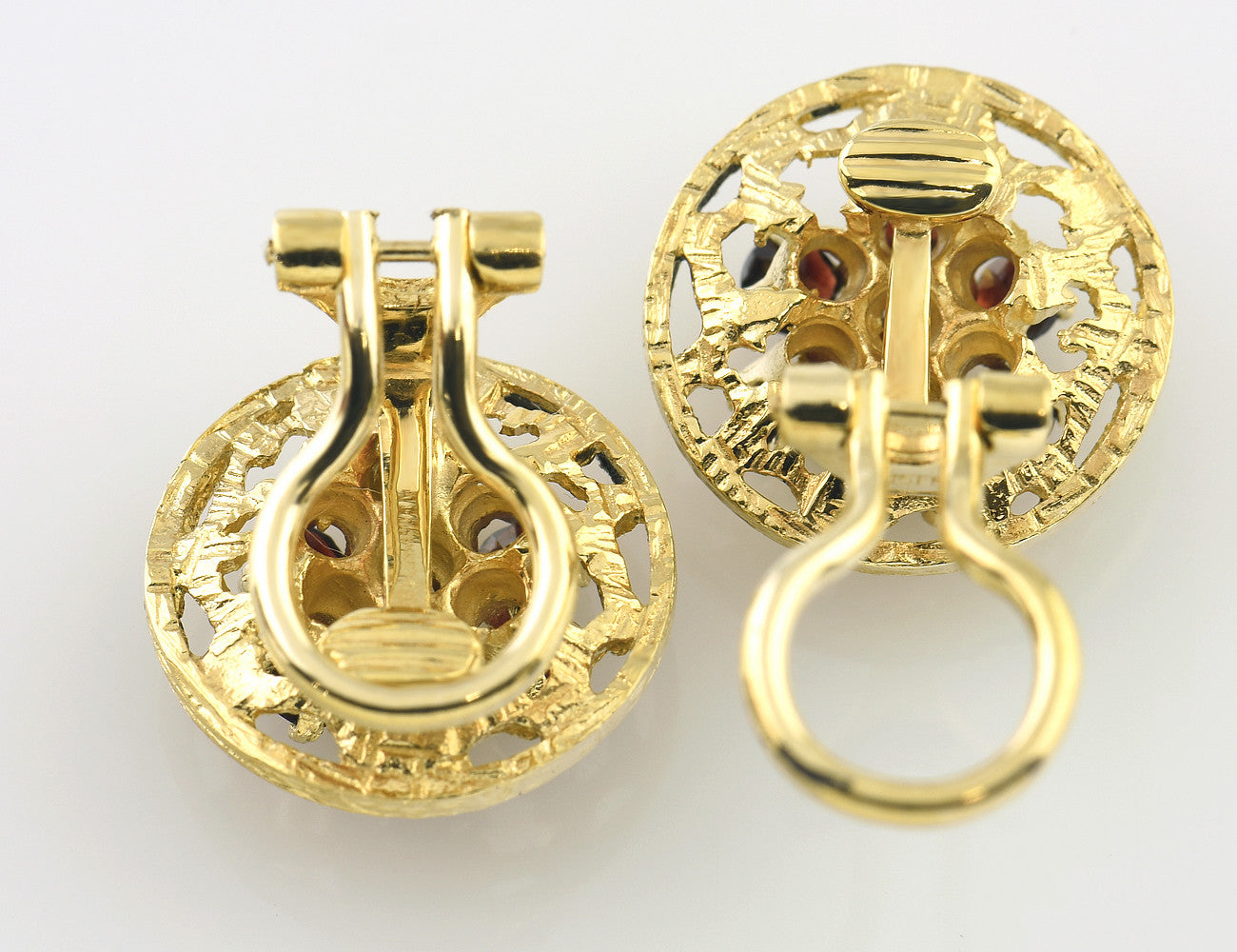 Ohrclip Granat 585/000 14 K Gelbgold