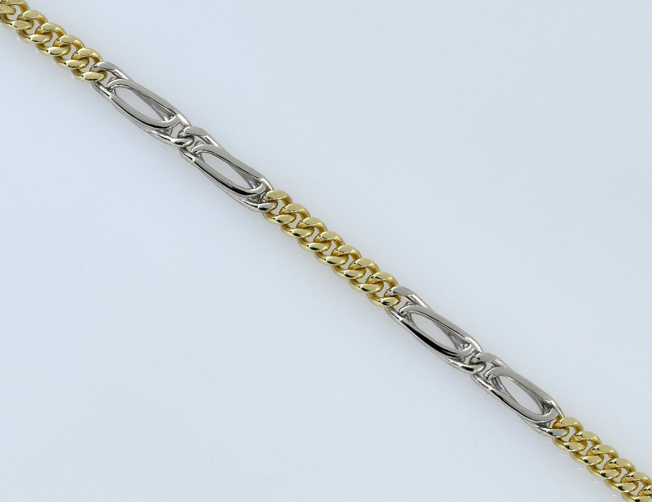 Armband Figaro 585/000 14 K Gelb-/Weißgold 21 cm lang